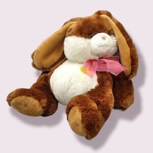 Kmart Easter Bunny Chubby Rabbit Brown & White Plush Stuffed Animal 9" Soft Toy